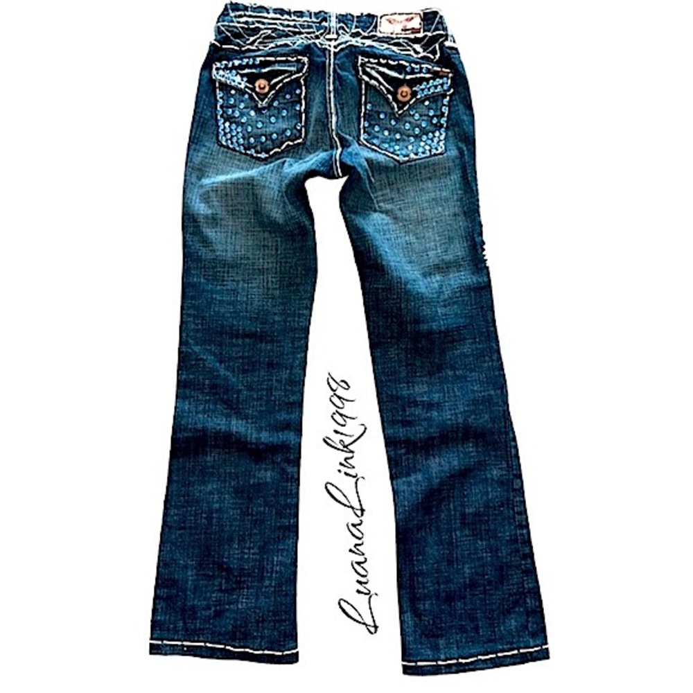 Authentic Laguna Beach Jeans Blue Swarovski beaded Sz 26 Made in USA